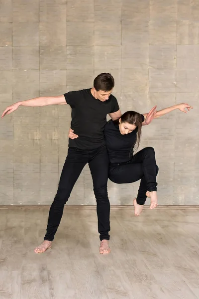 Partnering dance on grey background. — Stock Photo, Image