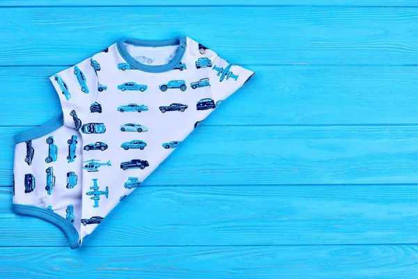 Beyaz ve mavi bebek pamuk elbise.