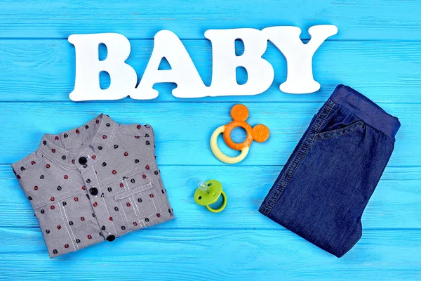 Bebé-niño jean ropa fondo . —  Fotos de Stock