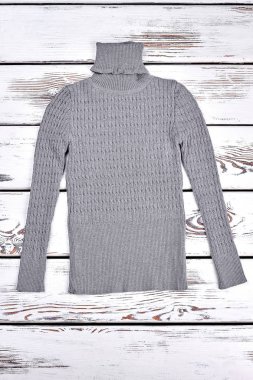 Gri balıkçı yaka kazak Üstten Görünüm.