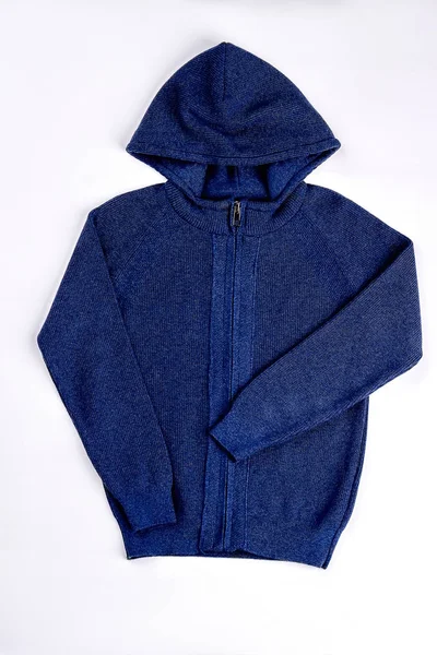 New dark blue knitted pullover. — Stock Photo, Image