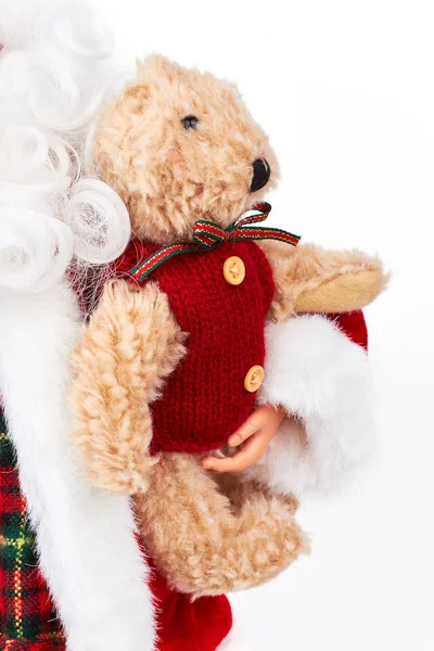 Weihnachtsmann Spielzeug mit Teddybär. — Stockfoto