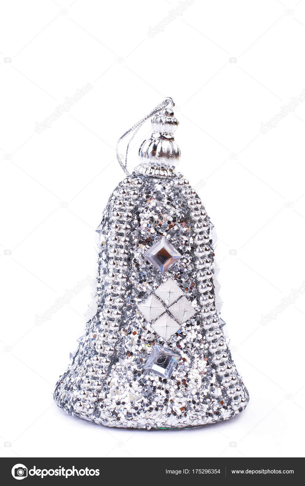 Christmas silver bell decoration. — Stock Photo © Denisfilm #175296354