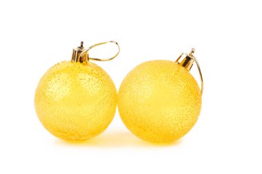 İki dokulu sarı Noel topları.