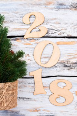 Ahşap yeni yıl 2018 arka plan.