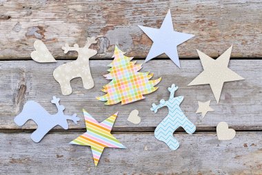 Kağıt rakamlar, üstten Görünüm Noel kesmek.