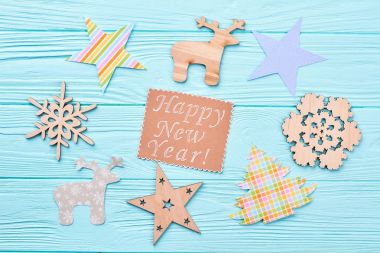 Mutlu yeni yıl ahşap arka plan.