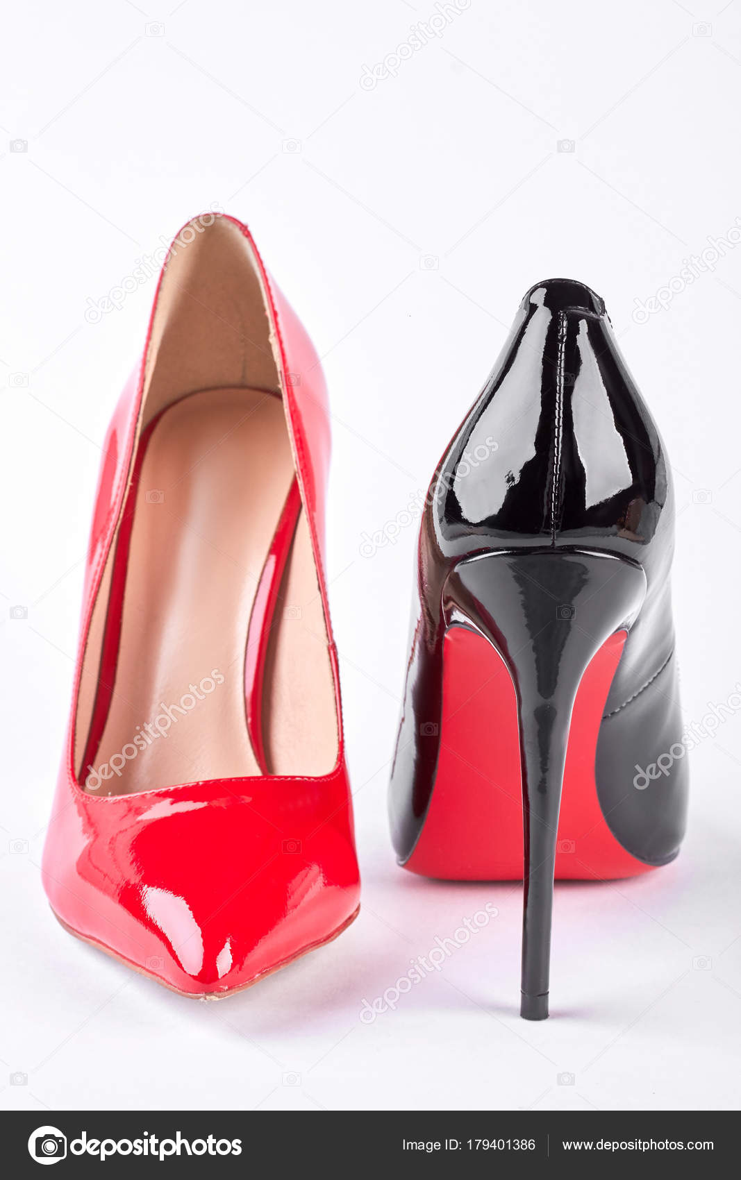 Black and red shoes heels best sale