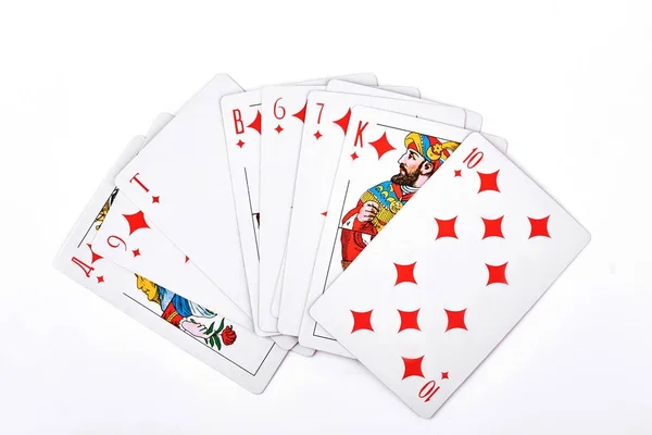 Royal flush diamonds classic playing cards. — Stock Photo, Image
