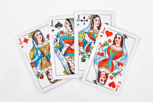 Vier koninginnen van de speelkaart. Stockafbeelding