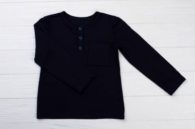 Siyah pijama uzun kollu t-shirt