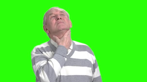 Old man has thore throat and coughing. — Stock Video