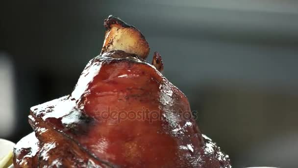 Pork hock close up. — Stock Video