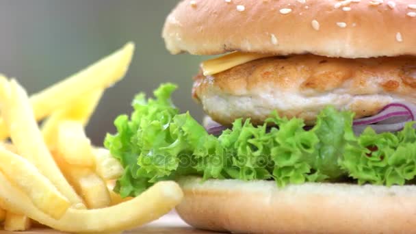 Macro fast food . — Video Stock