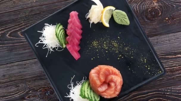 Pohled shora sashimi. — Stock video