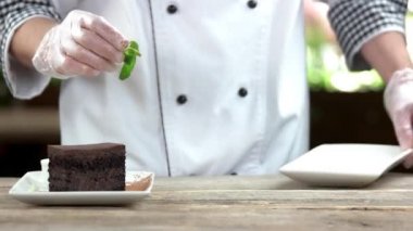 Chef making dessert.