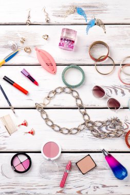 Kadınsı güzellik temel, üstten görünüm.