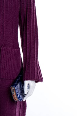 Manken kadın hırka, kopya alanı içinde.