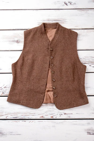 Ladies brown vest, top view. — Stock Photo, Image