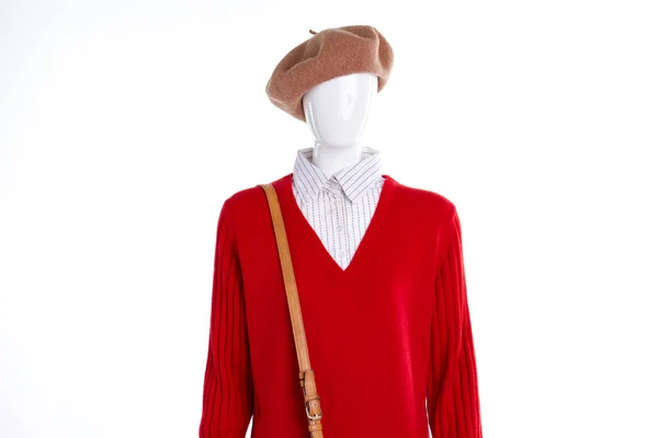 Красный официальный женский свитер . — стоковое фото