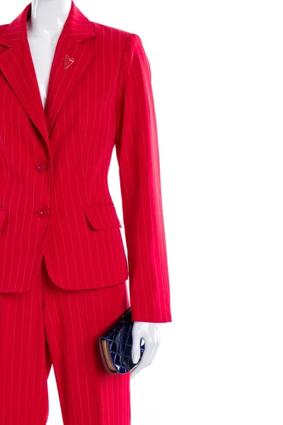 Kırmızı takım tarzı elbise ve m-cüzdan. — Stok fotoğraf