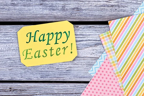 Easter greeting card on wooden background. — Stock Photo, Image
