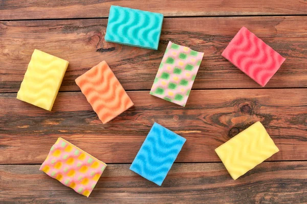 Set of multicolored kitchen cleaning sponges. — Stock Photo, Image