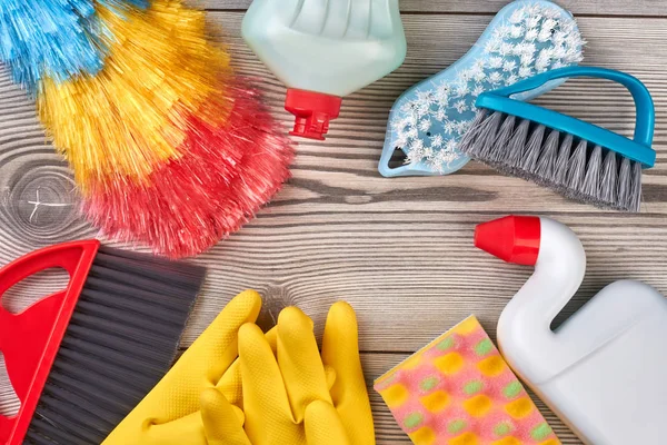 Close up frame from house cleaning supplies. — Stock Photo, Image