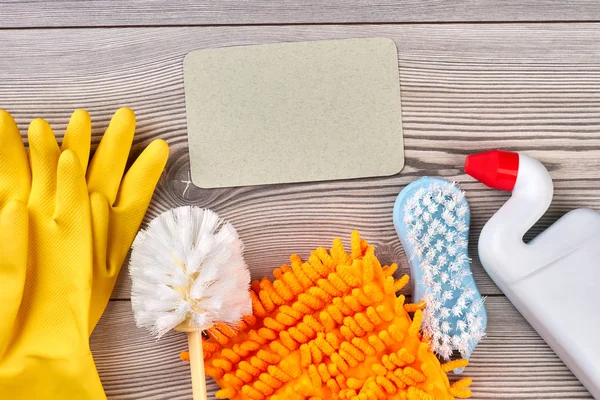 Close up colorful objects for house cleaning. — Stock Photo, Image