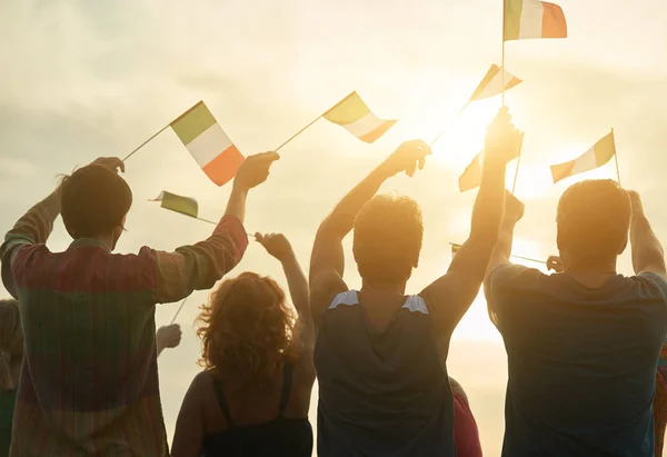 Waving italian flags. — Stock Photo, Image