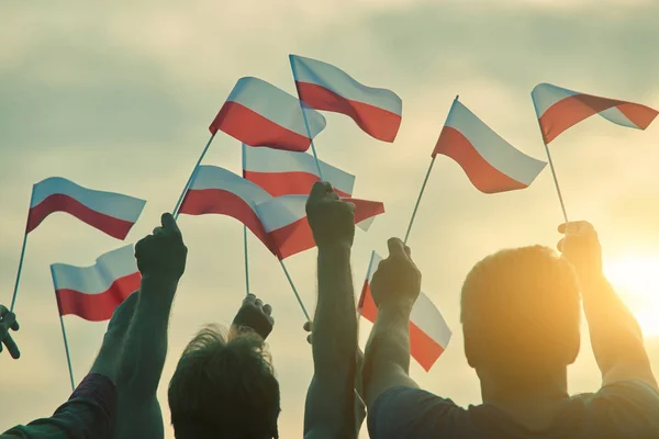 Polónia patriotas, visão traseira . — Fotografia de Stock