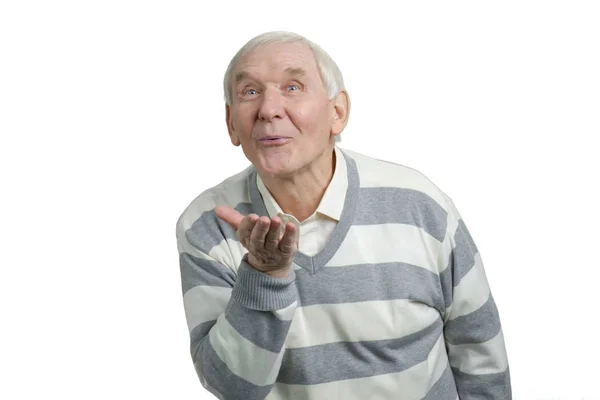 Grandfather sending an air kiss. — Stock Photo, Image