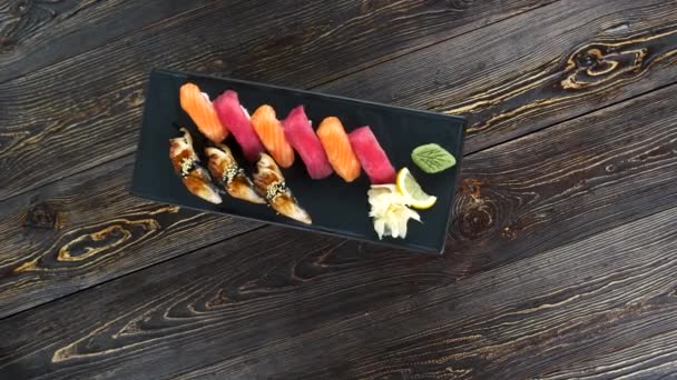 Vista superior de sushi. — Vídeos de Stock