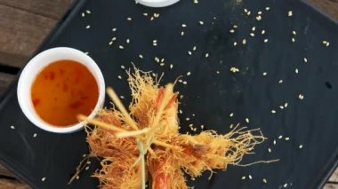 Karides tempura Üstten Görünüm.