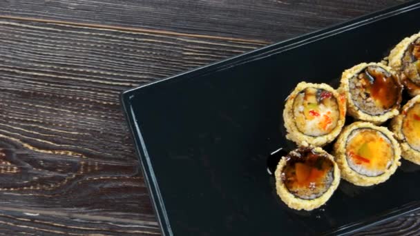 Unagi maki rotoli vista dall'alto . — Video Stock