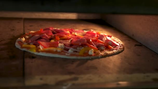 Pizza cuite au four . — Video