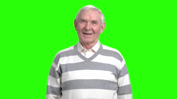 Pohled zepředu děda smát nahlas. — Stock video