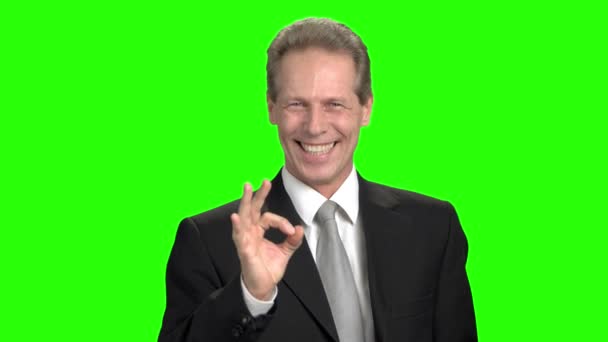 Laughing man with ok gesture. — Stock Video