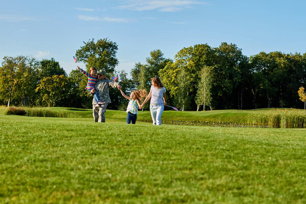 Reunion of american soldier with family.