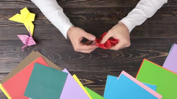 Händen Eines Mannes Lotus Aus Papier Falten