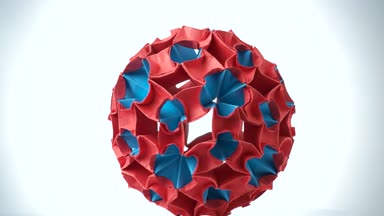 Renkli origami top yakın çekim.