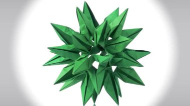 Yeşil soyut kozmik origami nesnesi.