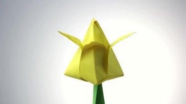 Sarı origami çiçek Lale.