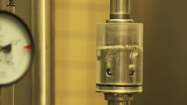 Pressure safety valve for brewery in action. — Stock Video