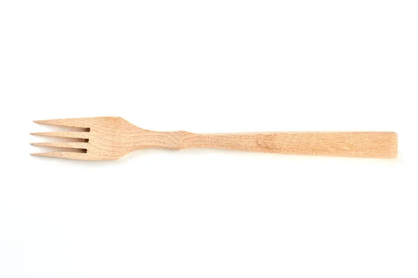 Tenedor de madera aislado sobre fondo blanco. — Foto de Stock