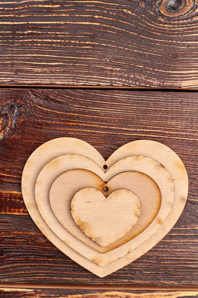 Set of wooden hearts with text space. — Stock Photo, Image