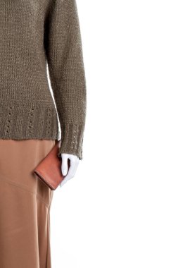 Kadın haki kazak, kopya alanı.