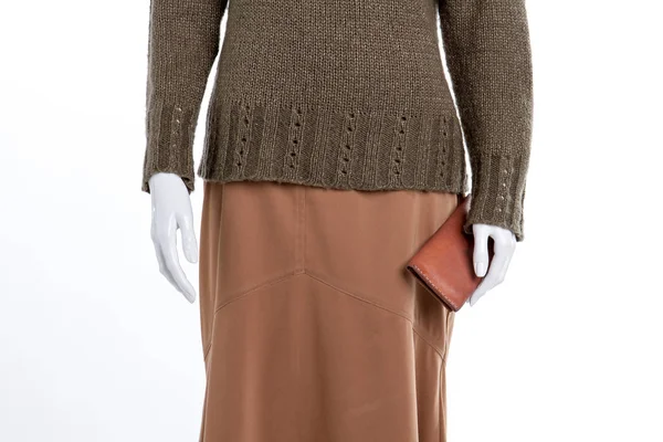 Falda, suéter y billetera . —  Fotos de Stock