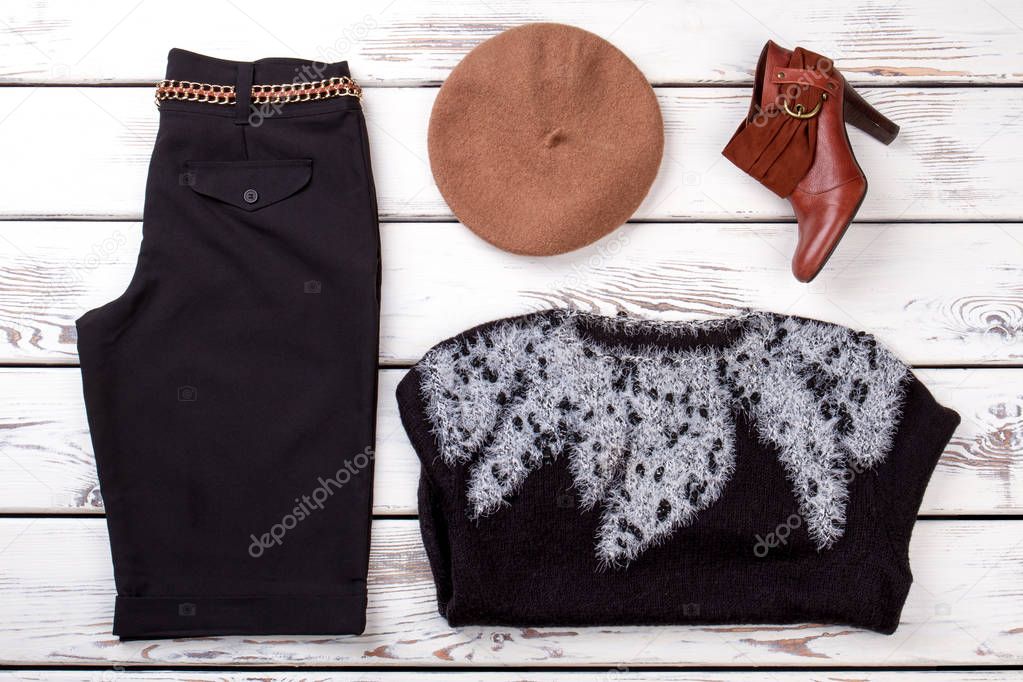 Set of elegant outfit for adult women.