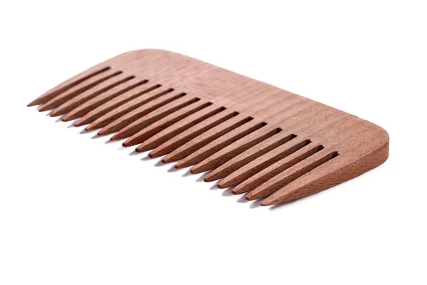 Wooden hair comb on white background. — Stock Photo, Image